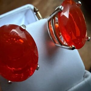 Custom 11ct+ Mexican Fire Opal of 10k Gold & SS Men's Cufflinks or Shirt studs